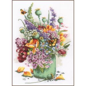 Borduurblad productfoto Borduurpakket LanArte Marjolein Bastin ‘Flower Power Bouquet’
