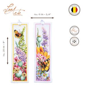 Borduurblad productfoto Borduurpakket LanArte Marjolein Bastin Boekenleggers set van 2 ‘Flower Power Bouquet’ 2