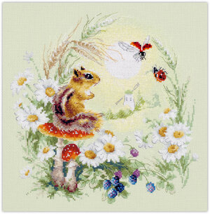 Borduurblad productfoto Borduurpakket Magic Needle ‘Meadow Stories Chipmunk’