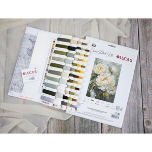 Borduurblad productfoto Borduurpakket Luca-S ‘The Light of Spring Peonies’ 2