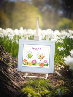 Borduurblad productfoto Patroon Geboortetegel Bijtjes - Vervaco 2