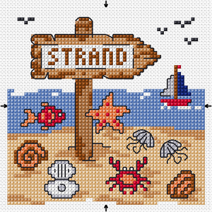 Borduurblad productfoto Patroon Strand - Loes de Kleuver