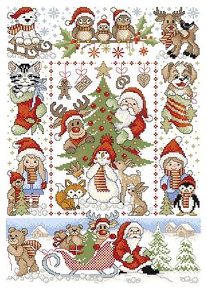 Borduurblad productfoto LINDNER'S KREUZSTICHE LEAFLET ' HAPPY CHRISTMAS 167 ' 2