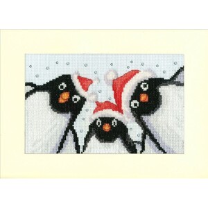 Borduurblad productfoto Borduurpakket Bothy Threads Kaart – Penguin Selfie