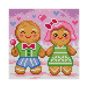Borduurblad productfoto Voorbedrukt canvas – Gingerbread Pair