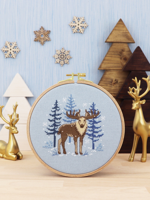 Borduurblad productfoto Digitaal patroon Rendier in de sneeuw - Zweigart