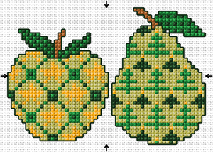 Borduurblad productfoto Digitaal patroon Appel en Peer - Loes de Kleuver