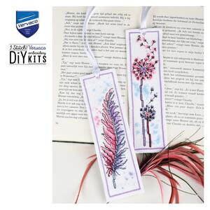 Borduurblad productfoto Borduurpakket Vervaco Boekenleggers set van 2 – Pluim en Pluisjesbloem 2