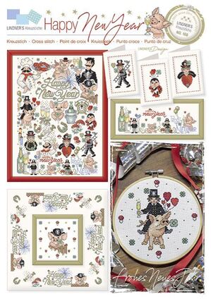 Borduurblad productfoto Lindner's Kreuzstiche Leaflet Happy New Year 168