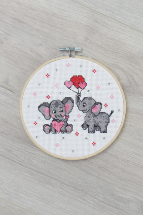 Borduurblad productfoto Digitaal patroon Olifantjes - Lindner Kreuzstiche