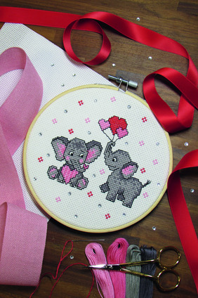 Borduurblad productfoto Digitaal patroon Olifantjes - Lindner Kreuzstiche 2