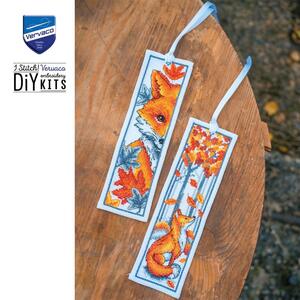 Borduurblad productfoto Borduurpakket Vervaco Boekenleggers set van 2 - Vossen 2