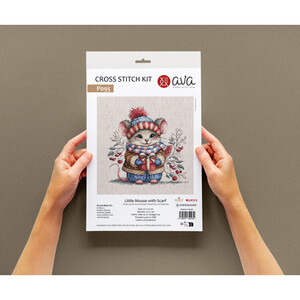 Borduurblad productfoto Borduurpakket AVA Stitch – Little Mouse with Scarf 2