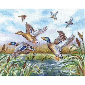 Borduurblad productfoto Borduurpakket Andriana – Flying Ducks