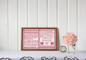 Borduurblad productfoto Digitaal patroon Merklap van Oma - Loes de Kleuver 2