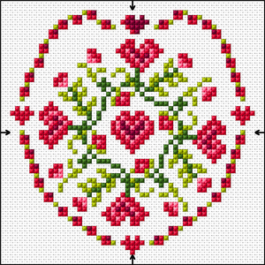 Borduurblad productfoto Digitaal patroon Valentijnshart - Loes de Kleuver