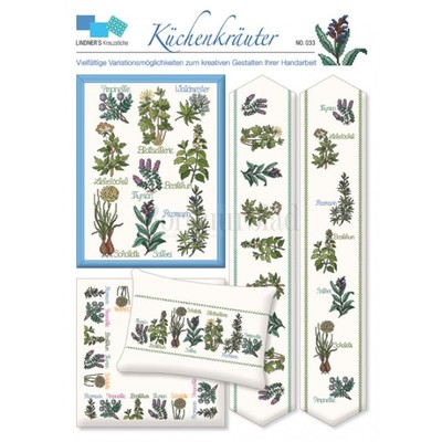 Borduurblad productfoto Lindner Kreuzstiche Leaflet 'Kuchenkrauter 033' 2