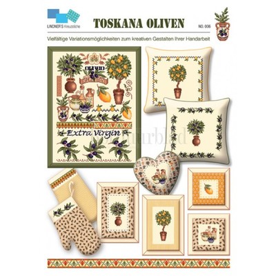 Borduurblad productfoto Lindner Kreuzstiche Leaflet 'Toskana Oliven 006' 2